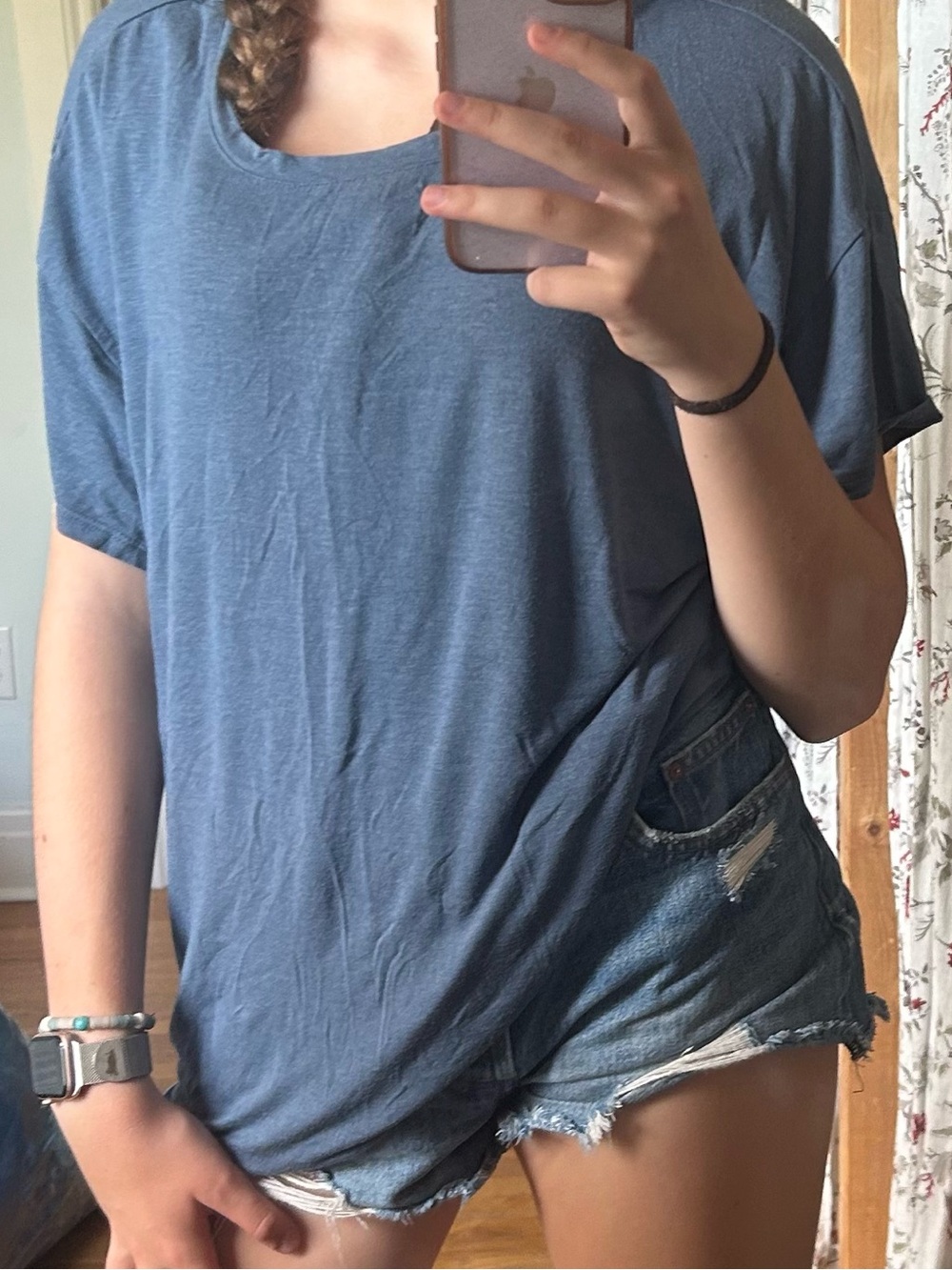 Prana Relaxed Scoop-Neck Short Sleeve Tee in Dusty Blue